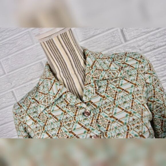 Vintage 60s 70s Lightweight Patterned Collared Jacket Size Small Medium - Picture 3 of 7